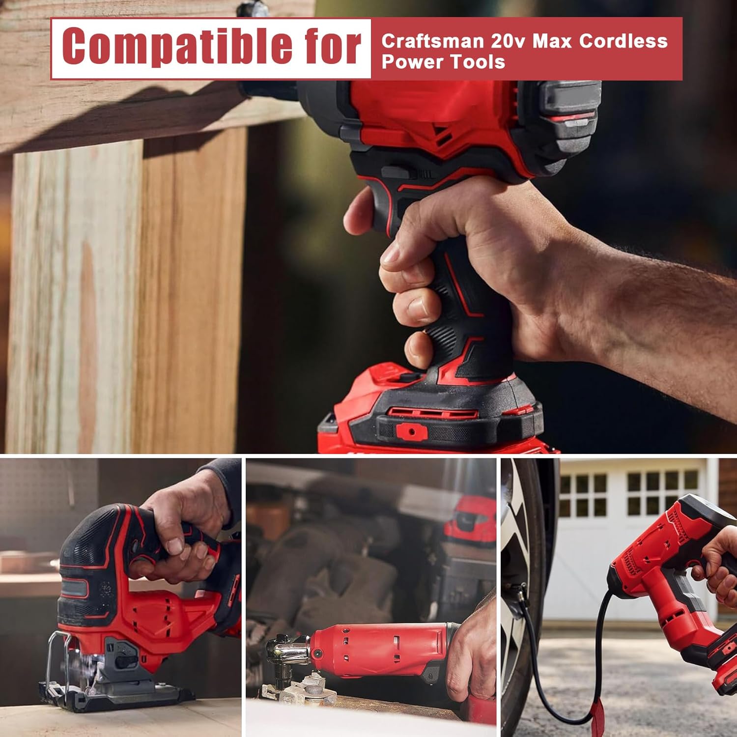 KUNLUN Battery Adapter for Craftsman V20 Cordless Tools, Convert for Dewalt 20V MAX XR and for Milwaukee 18V Red Lithium Battery to Craftsman New 20 Volt Power Tools (1 Adapter Only)