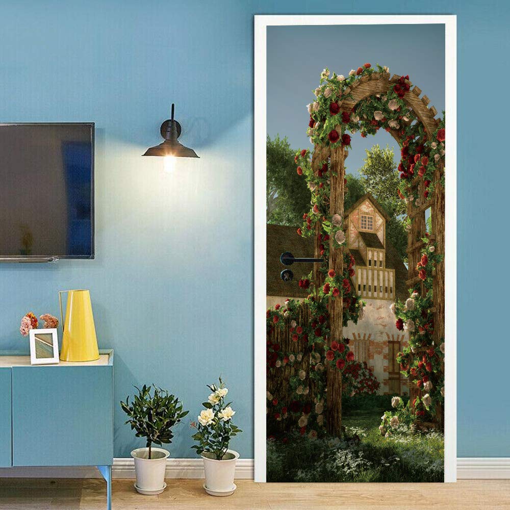Sticker de porte effet chalet pour créer une ambiance nature dans le salon