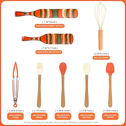 Miniatura 6 de Spurtles - Herramientas de cocina, juego de utensilios de cocina de silicona, juego de utensilios de cocina de madera de Pakkawood, juego de