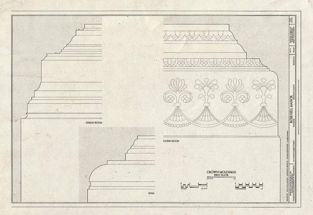 Historic Pictoric : Blueprint HABS MD,11-FRED.V,10- (Sheet 29 of 31) - Rose Hill Manor, 1611 North Market Street, Frederick, Frederick County, MD 12in x 08in