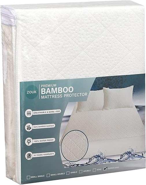 ZOUK Premium Cot Bed Mattress Protector 70 x 140cm - Noiseless Waterproof Mattress Protector - Natural Bamboo Silent Mattress Cover for Toddler