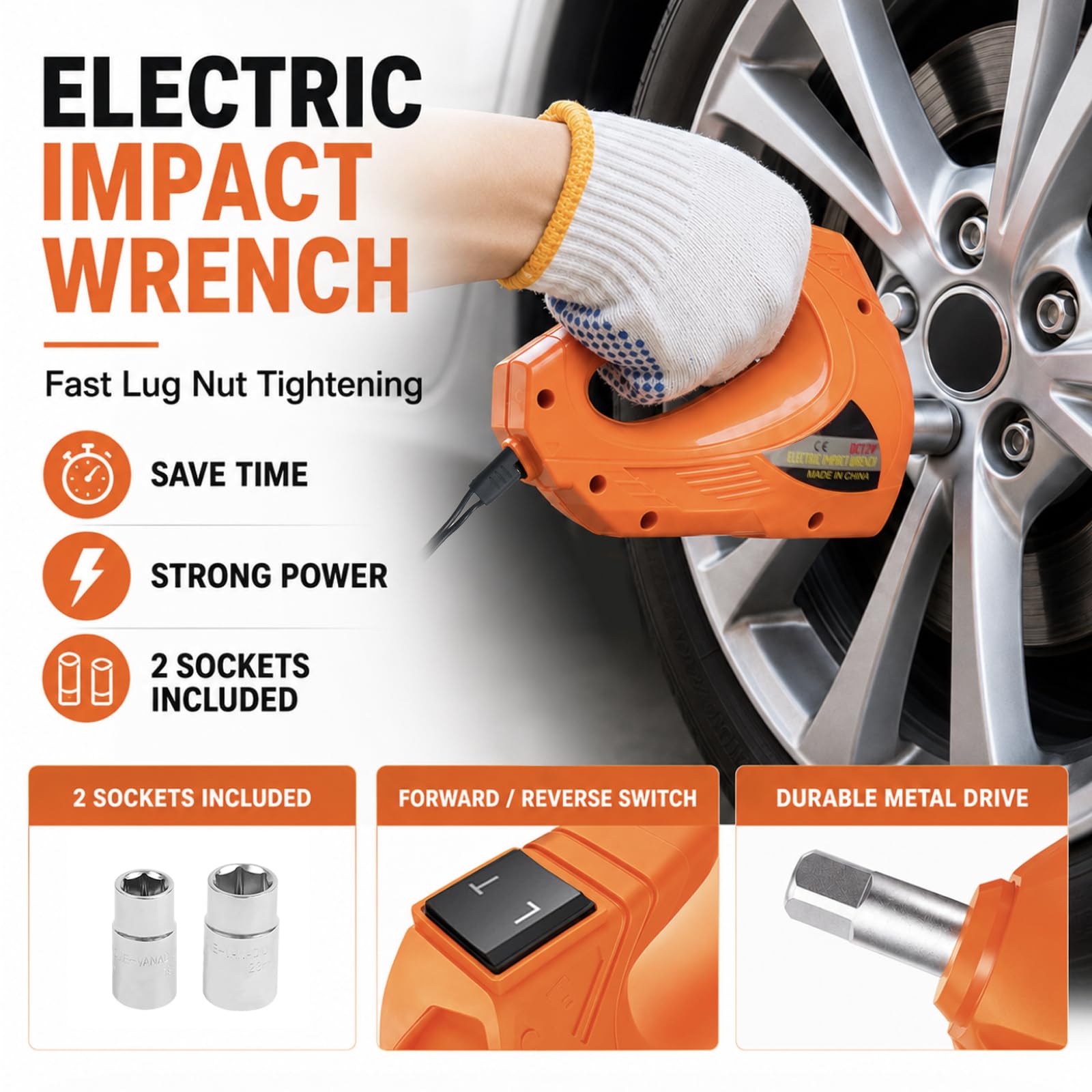 E-HEELP Kit cric elettrico idraulico per auto, 5 tonnellate, 12 V, sollevatore (portata di sollevamento: 6,1 ~ 45 cm) con avvitatore elettrico per SUV, monovolume, berlina, camion, cambio pneumatici