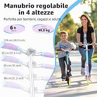 Trotinetă pliabilă BELEEV cu înălțime reglabilă, roți LED de 200 mm, pentru copii și adulți, până la 100 kg 4