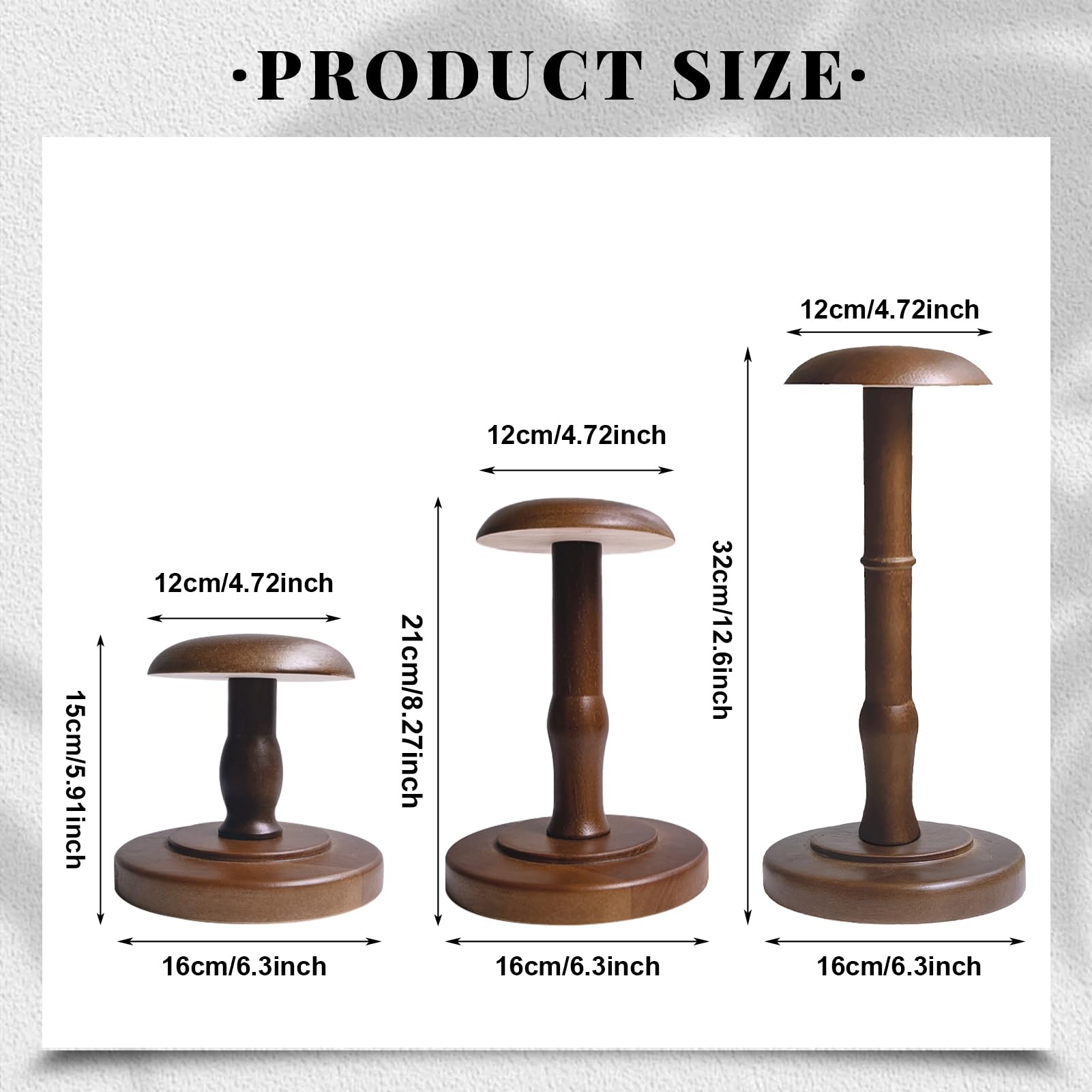 TINGSING Vintage Hat Rack Stand Rustic Brown Hat Display Stand Tabletop Cap Organizer Cowboy Hats Holder Wig and Helmet Stands for Closet Home Decor - Image 3