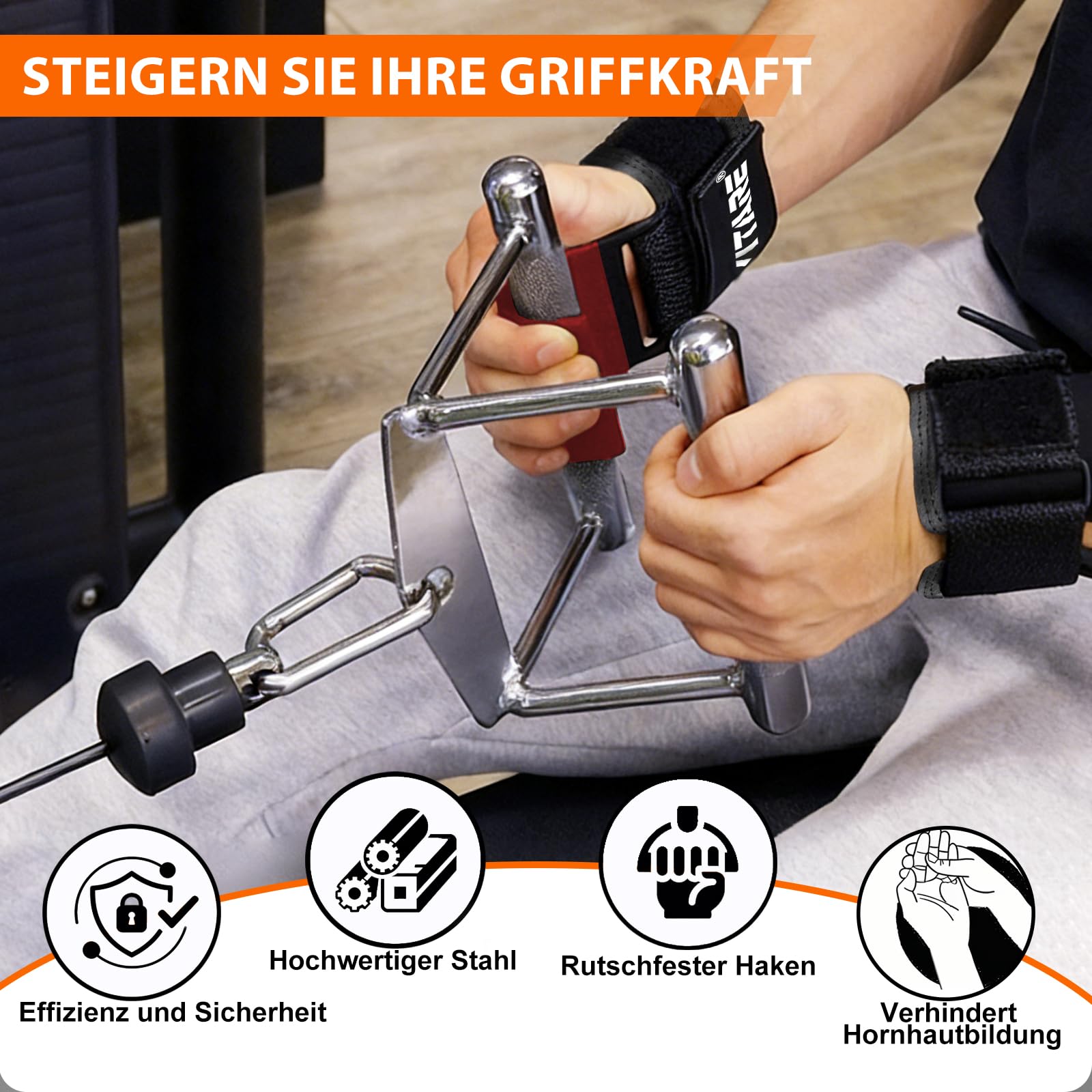 Zughilfen Krafttraining Haken, Gym Zughilfen für Kreuzheben, Powerlifting, Klimmzüge, Rudern, Fitness Haken für Männer und Frauen