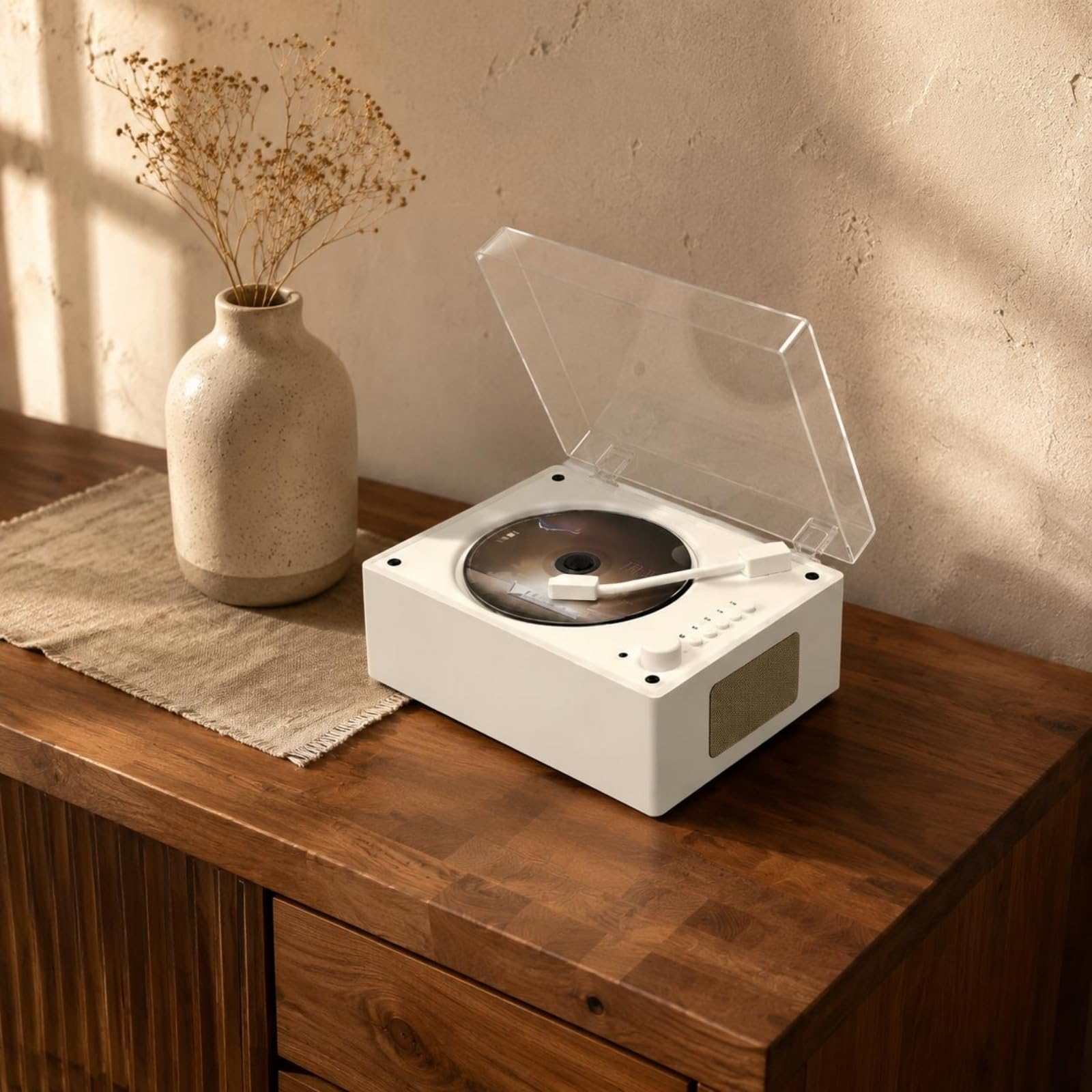 Bluetooth Disc Player Tragbares CD Abspielgerät Stilvolles Multifunktionsaudiogerät Retro Kunststoffdesign USB-kompatibilität für Wohnzimmer, Color to 2, Color to 2