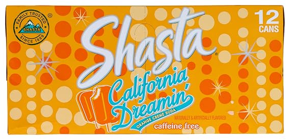 Shasta California Dreamin' Soda | Citrus & Tropical Fruit Fusion | Caffeine-Free Soft Drink | 12-Pack of 12oz Cans | Bright, Refreshing, SoCal-Inspired Flavor