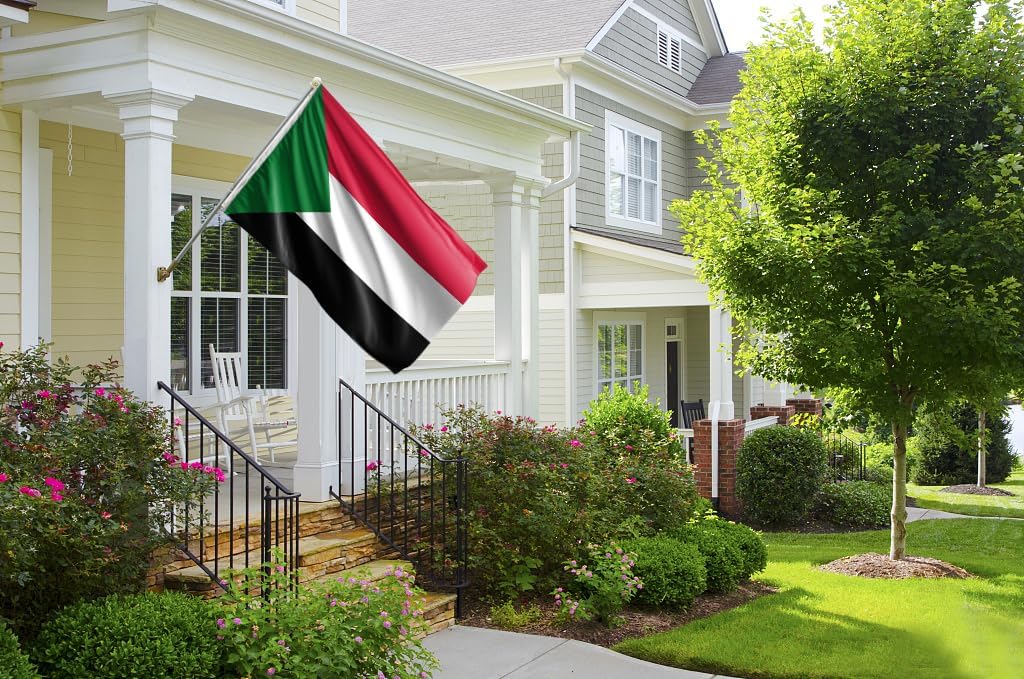 Sudan Flag 5x8FT Sudanese National Polyester Flag With 2 Grommets For Patriotic Sudanese Themed Festival Events Party Decoration (Sudan, 5x8FT)