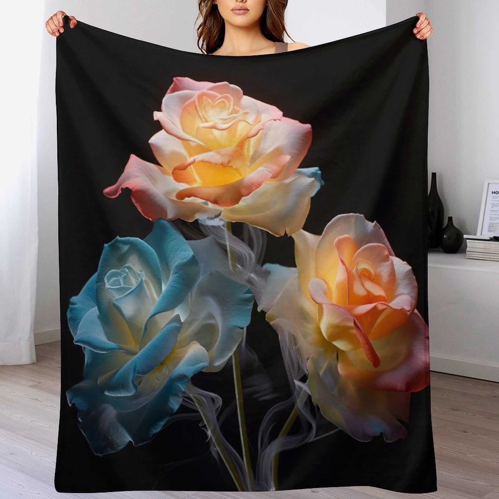 Couverture fleur lavable en machine pour lit douillet