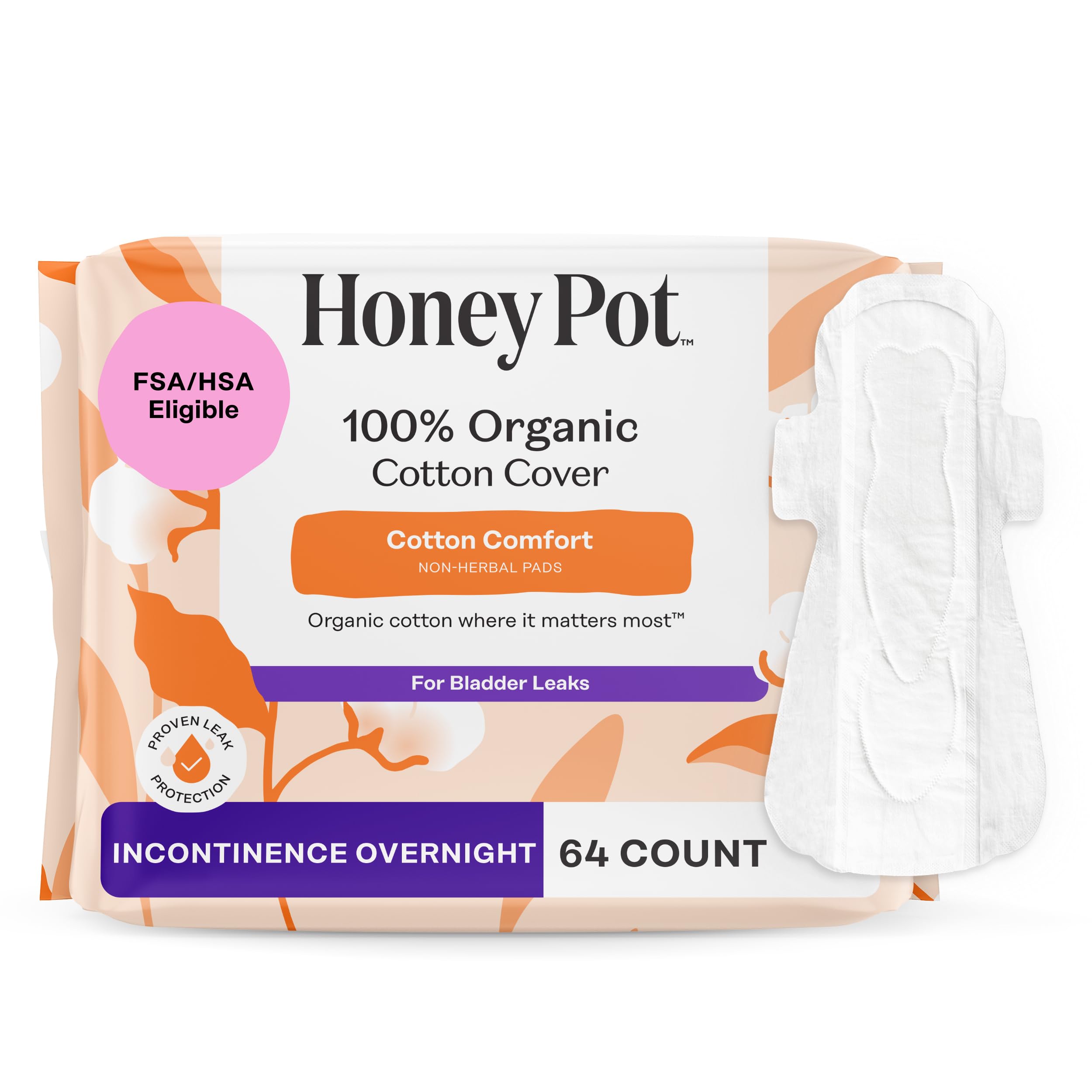 The Honey Pot Company - Cotton Comfort - Overnight Incontinence Pads