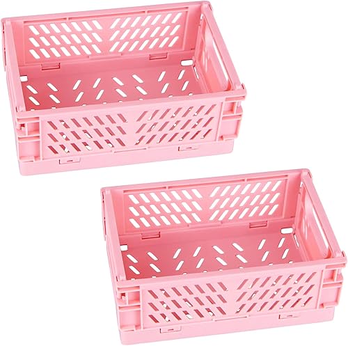 Tixill Paquete de 2 mini cestas de plástico plegables para organización y almacenamiento, cajas de almacenamiento plegables para el hogar, cocina,