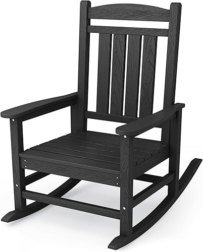 Vista 126 de Kingyes Mecedoras de polietileno de alta densidad para exteriores, sillas mecedoras para patio, deck, soportan hasta 330 libras, azul Azul marino