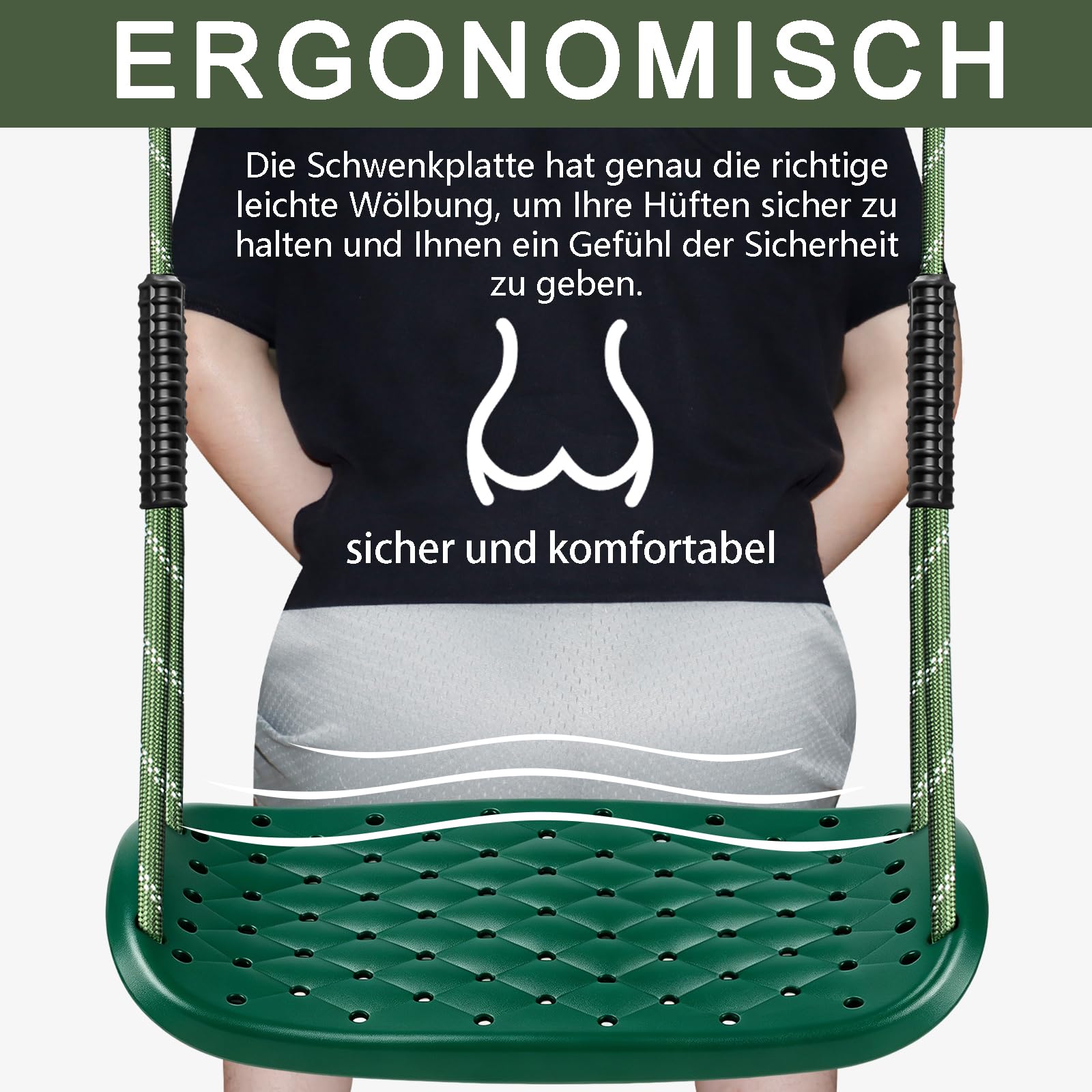 Schaukel Outdoor, Rutschfester Baum Schaukelsitz für Erwachsene,Grün