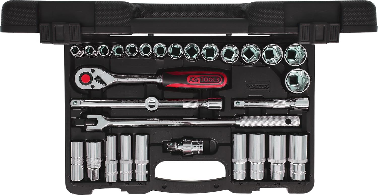 KS Tools 918.0830 1/2-inch Chrome+ Socket Set in AF Sizes (30 Pieces), Rot, Schwarz, Variety pack - Image 3