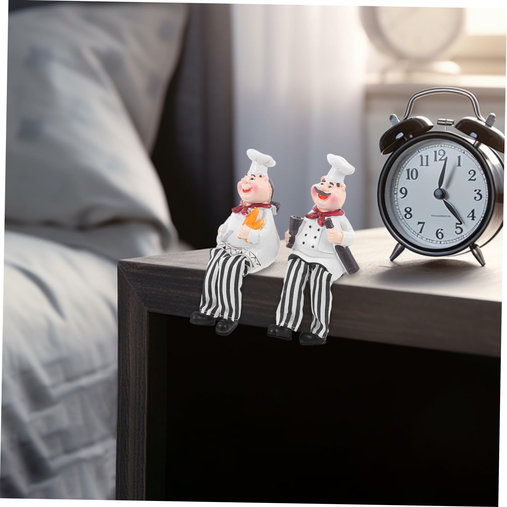 ORFOFE Resin Chef Ornament 2Pcs Cute Cartoon Chef Figurines Kitchen Shelf Decoration Lightweight Resin Crafts for Home Office Countertop - Image 2