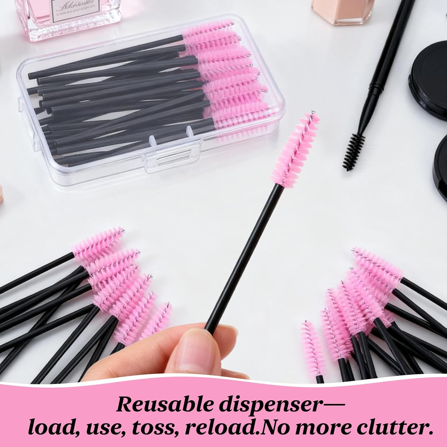 600-Pcs Mascara Wands Disposable Eyelash Brush with Container