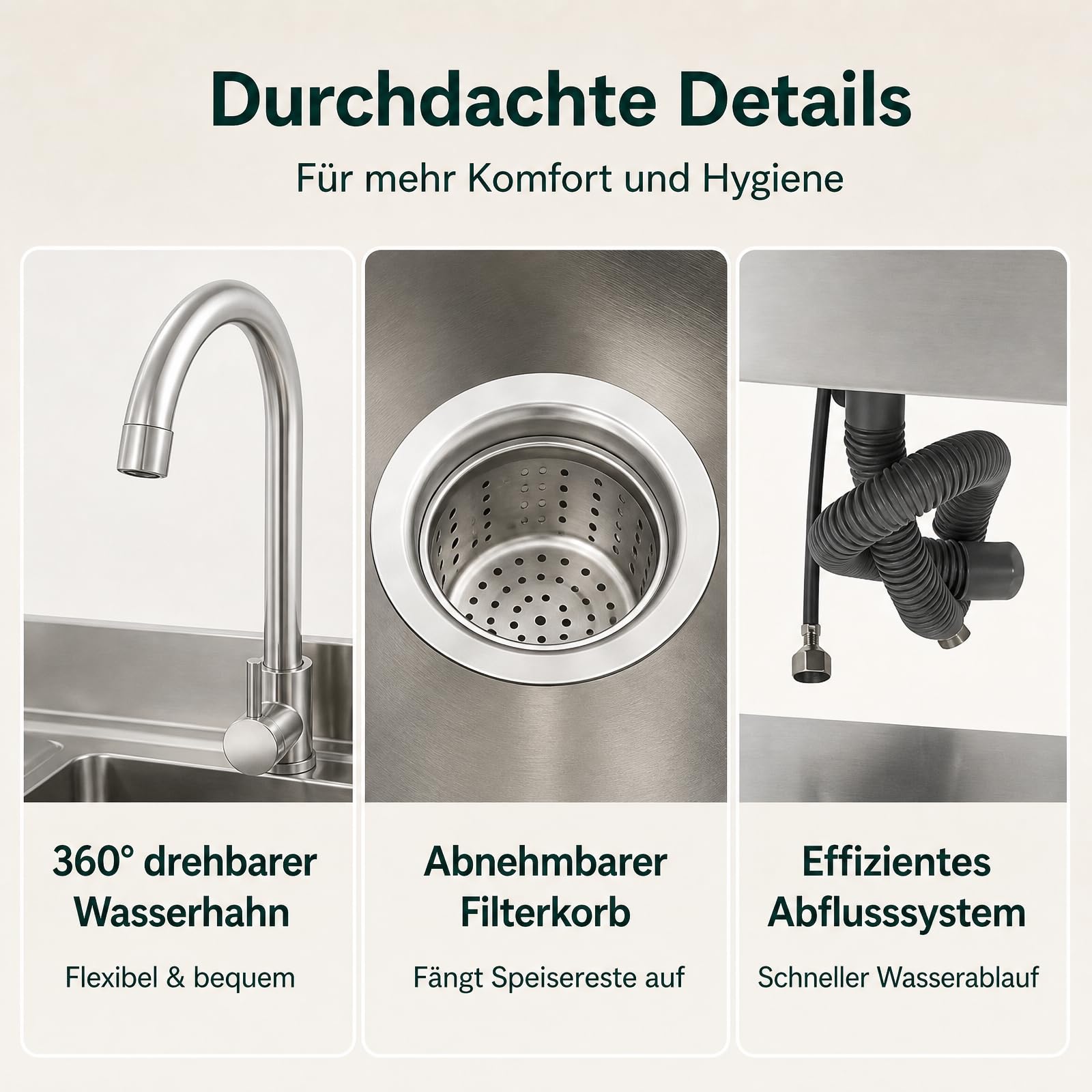 100 x 60 x 80CM Commercial Küchenspülen für Küche, Wäsche, Garage