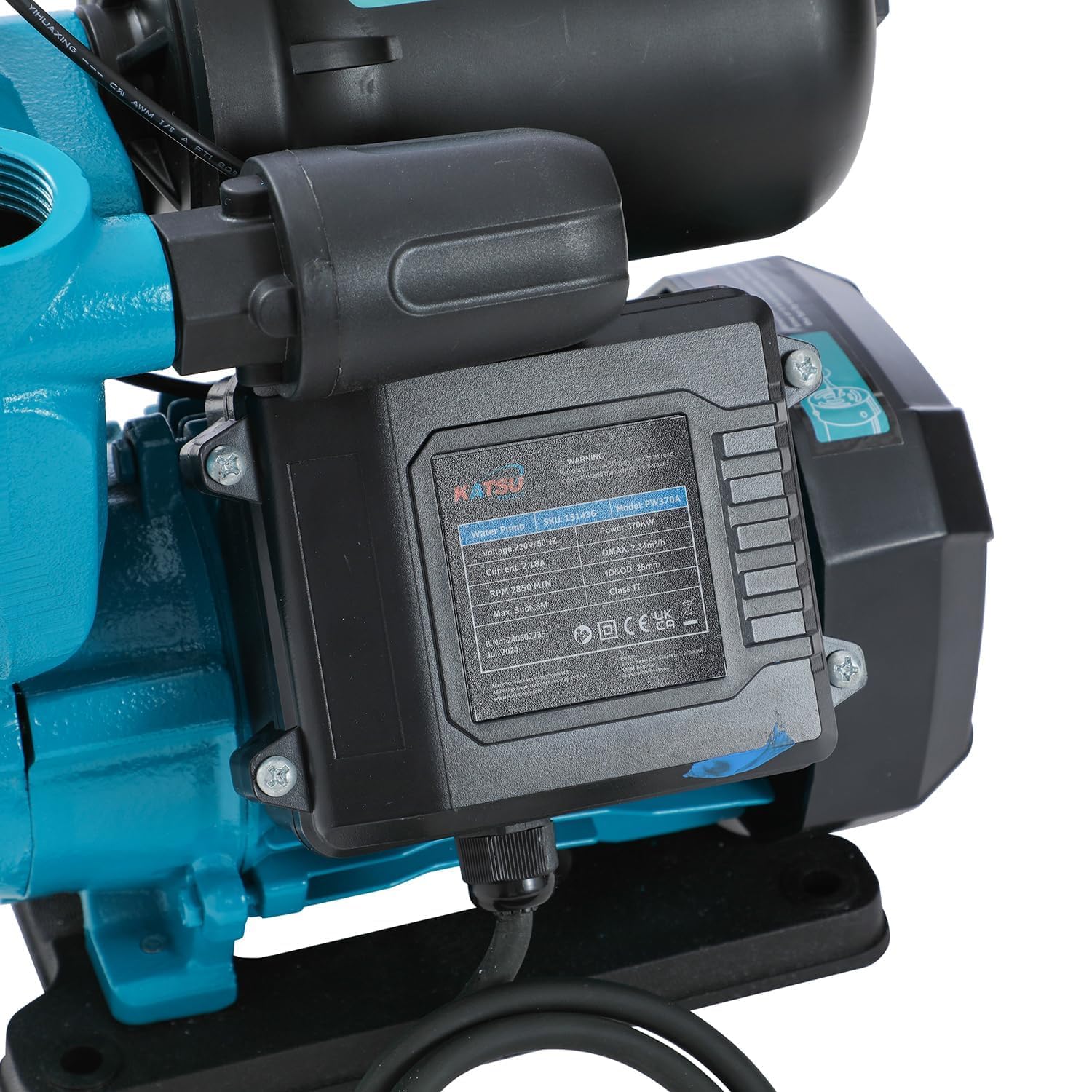 KATSU Pompa Booster Acqua 370W Pompa da Giardino, Controllo Automatico della Pressione, Autoadescante Adatta per Rubinetti Dell'acqua di Casa e Giardino 151436