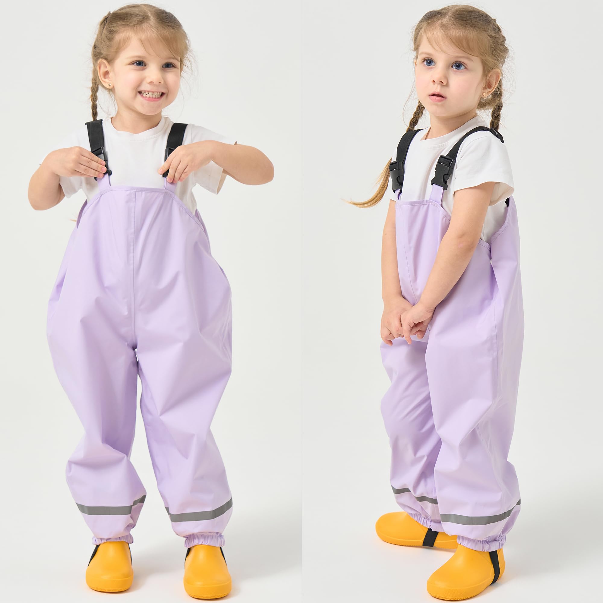 Enfant Pantalon Imperméable, Filles Garçons Pantalon de Pluie Salopette Combinaison de Pluie Réutilisable Vêtements de Pluie