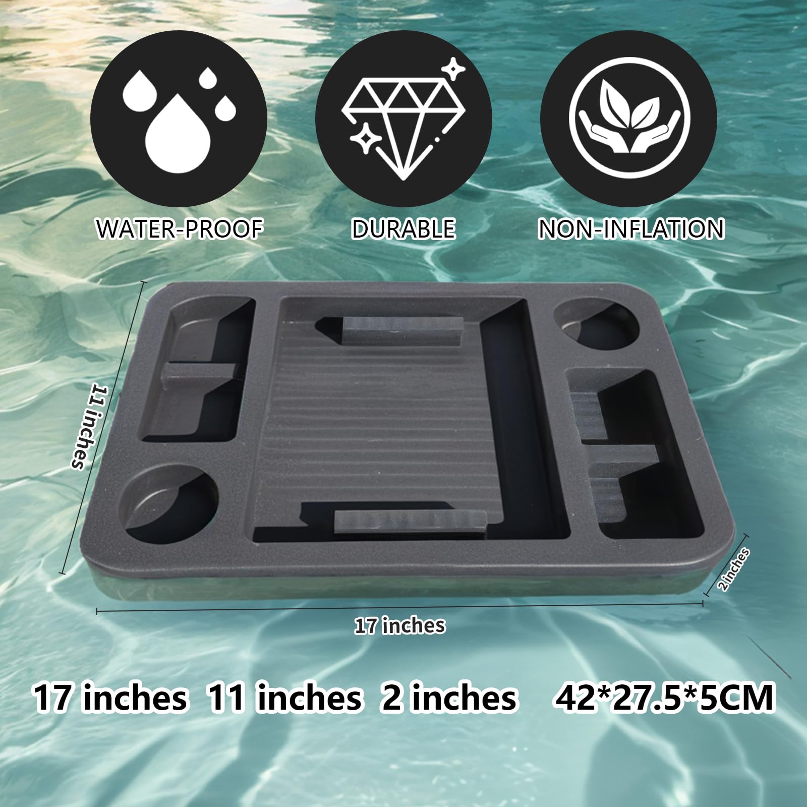 Portabevande galleggiante per piscina e vasca idromassaggio, tavolo da portata portatile, accessorio intelligente per il nuoto, versatile bar di ristoro per feste