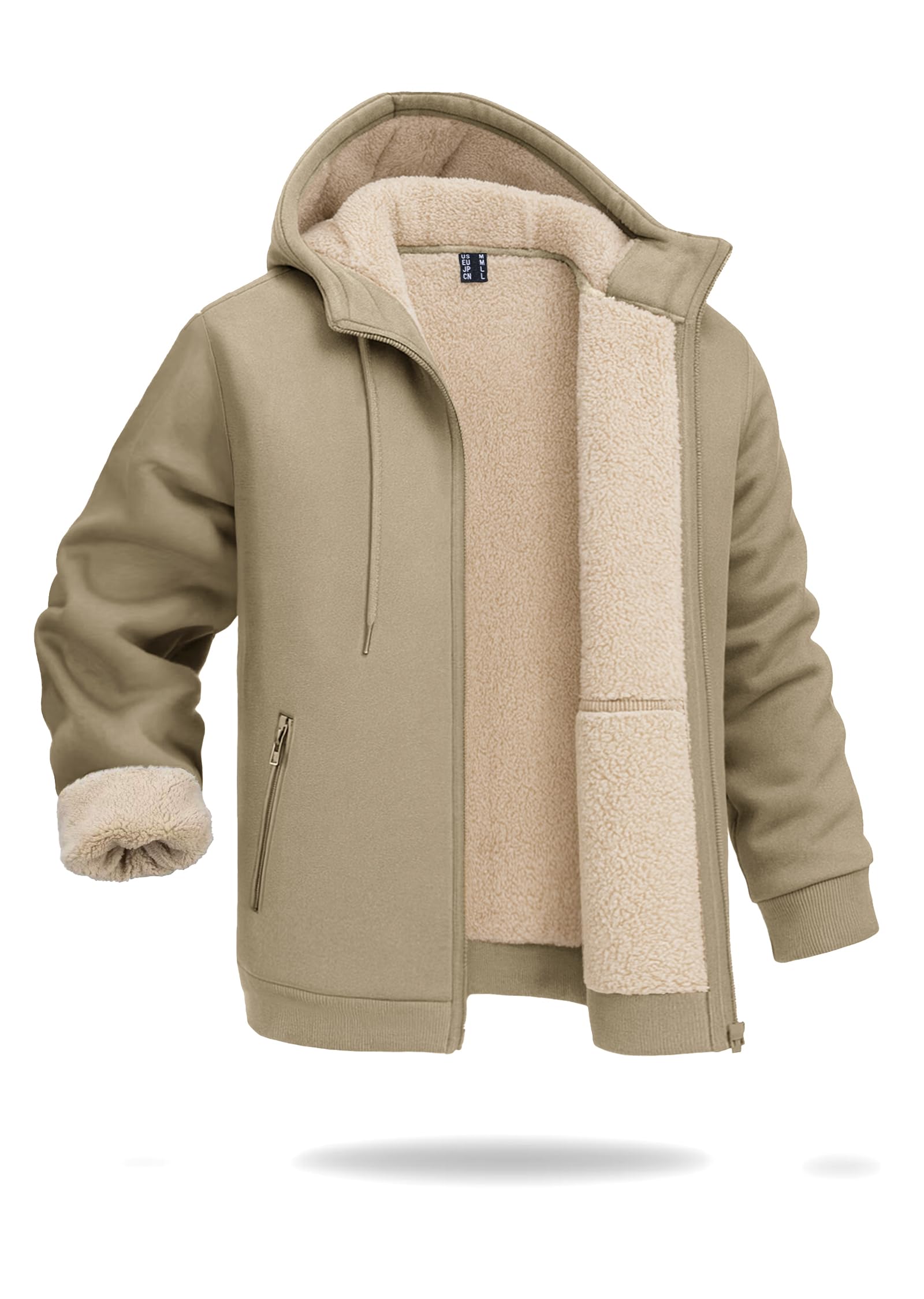 Boladeci Men's Sherpa Lined Hoodie Jacket
