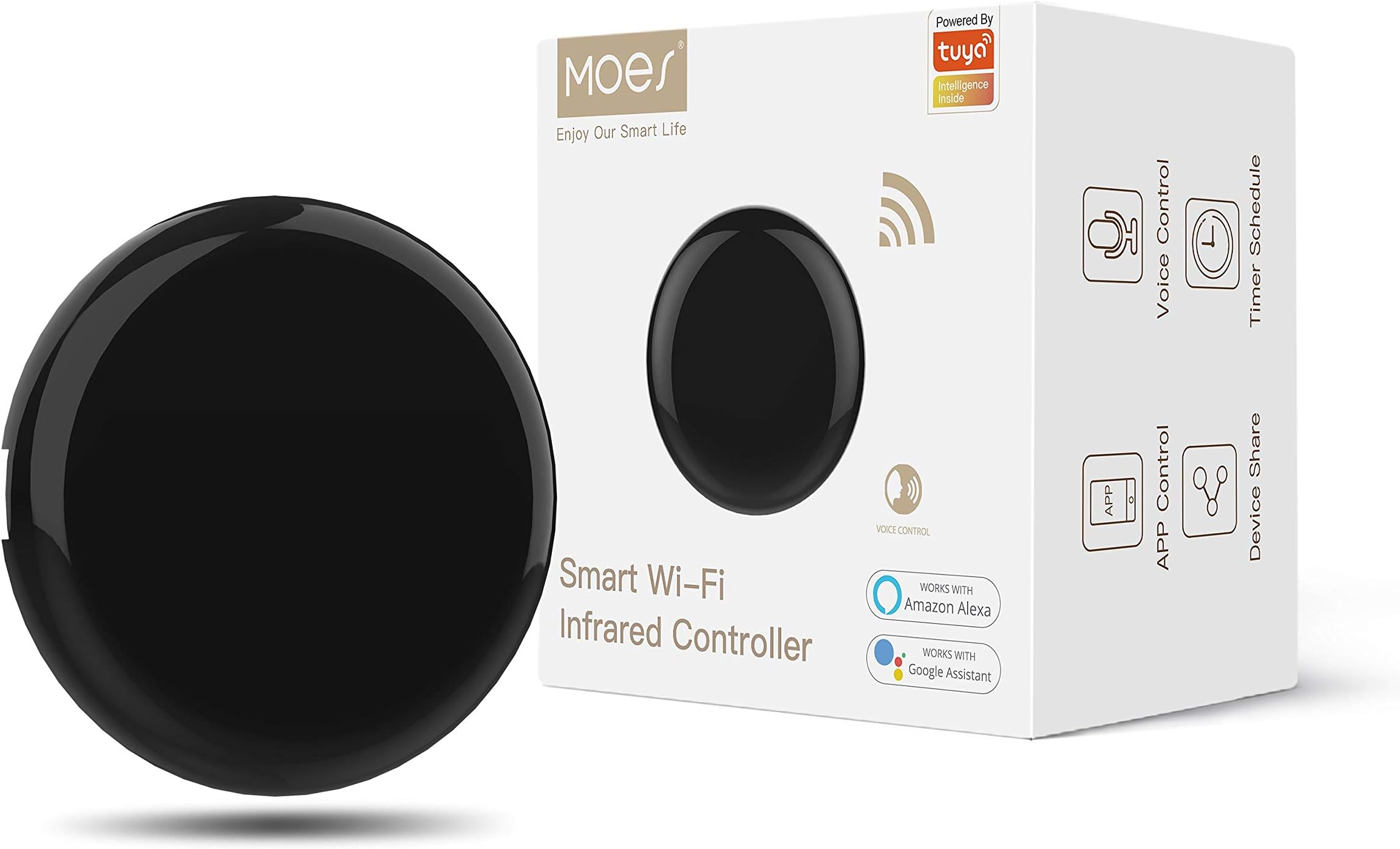 MOES Smart IR Remote Control Infrared Universal Smart Life APP Control One for All Control TV DVD AUD Works with Alexa Google Home