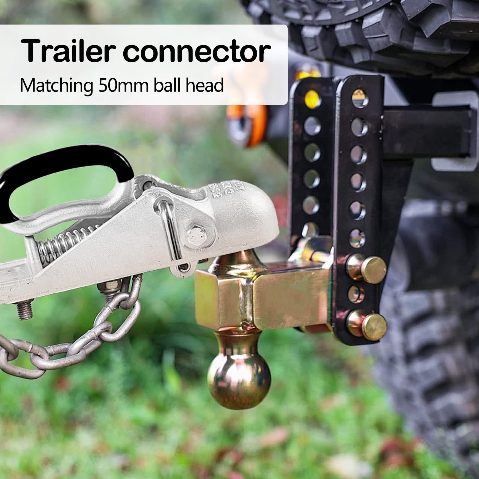Zugmaul für Anhänger 50 mm, Zugkugelkupplung bis 2000 kg aus Gussstahl Einsteck Kupplung mit Vierkantaufnahme Höhe 70 mm Robustes Zugmaul für PKW, Anhänger & Caravan