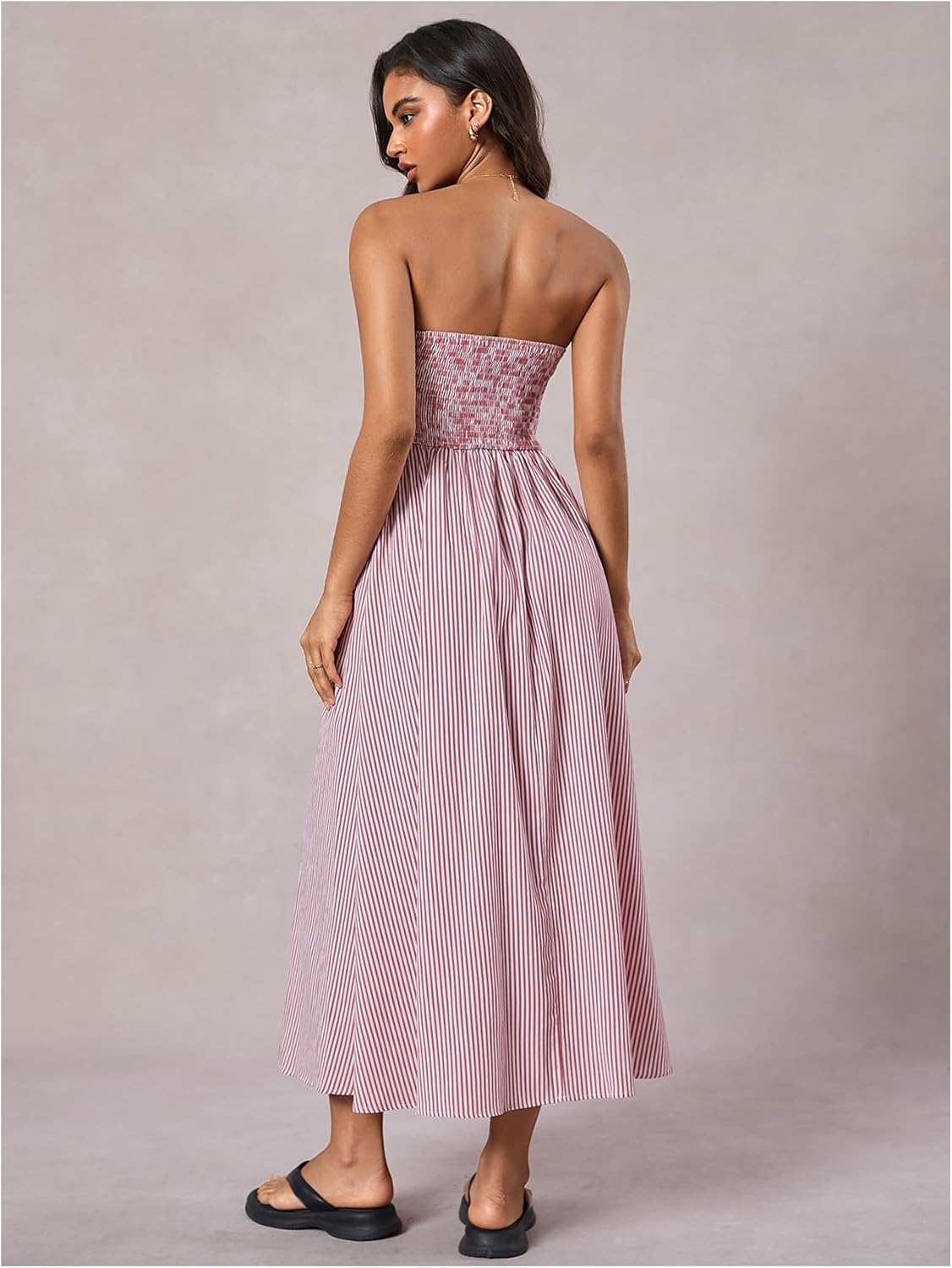 Milumia Women's Striped Strapless Maxi Dress Summer Casual Tube Top Long Dresses with Pocket - Image 2