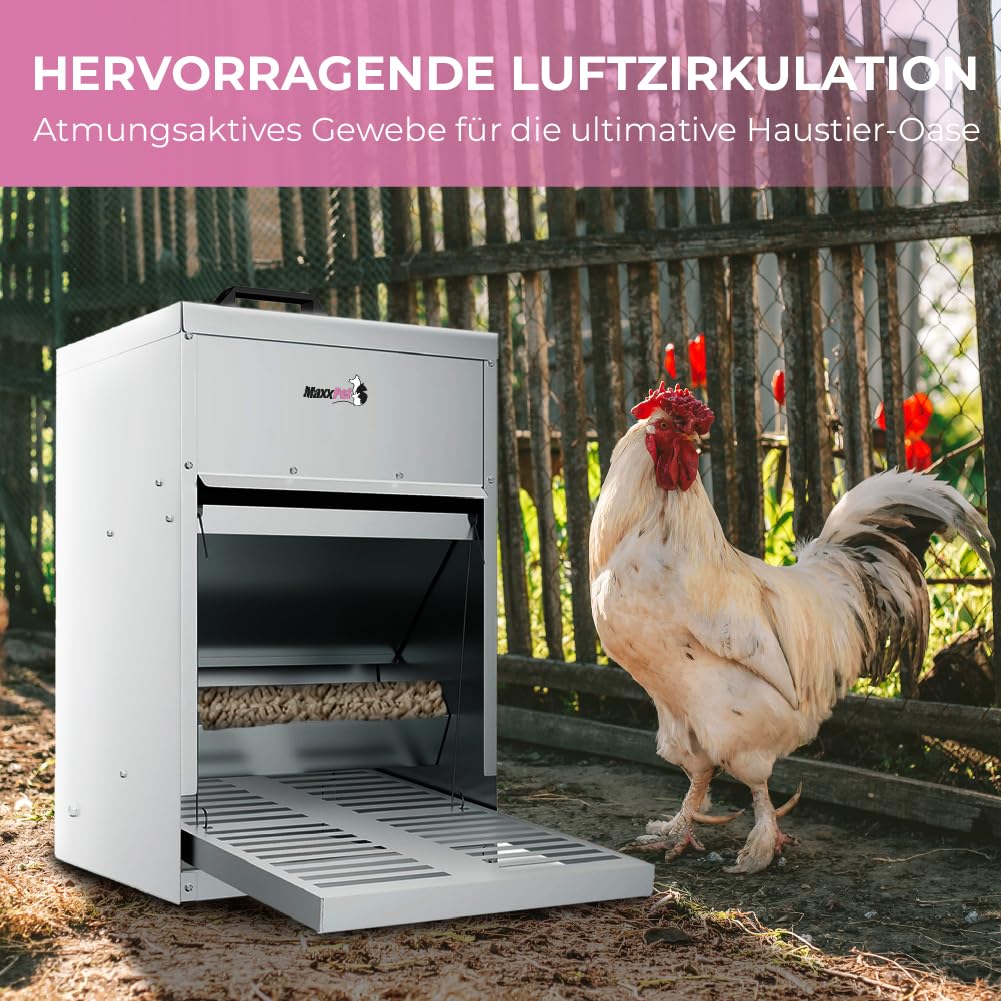 Automatischer Hühnerfutterautomat 9 Kg – Fußbetrieben, Rattensicher Aus Verzinktem Stahl