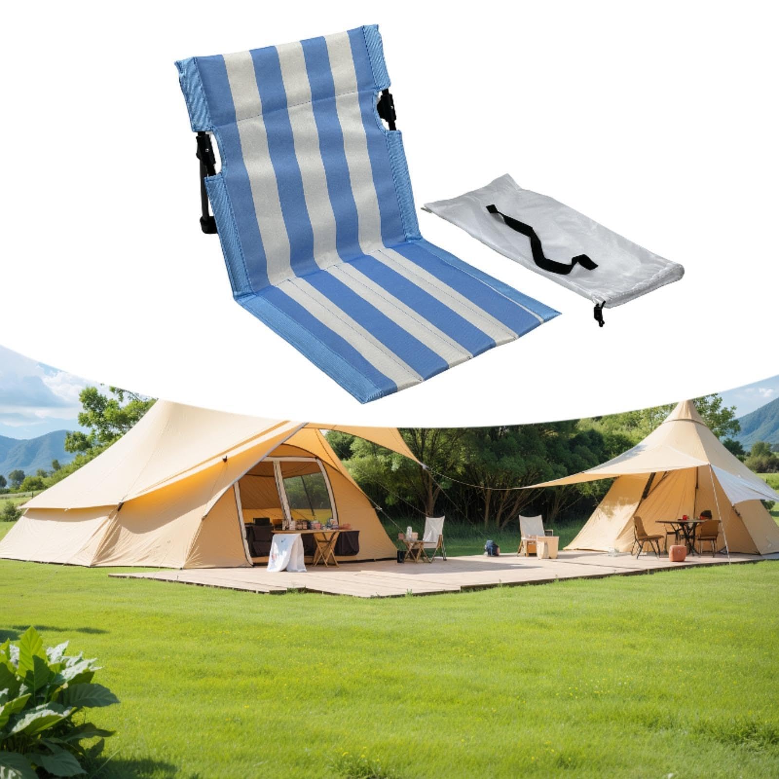 Campingstuhl mit Rückenlehne, Tragbarer, Faltbarer Campingstuhl, Robuster Strandstuhl, Bodenstuhl für Trekking, Garten Und Outdoor