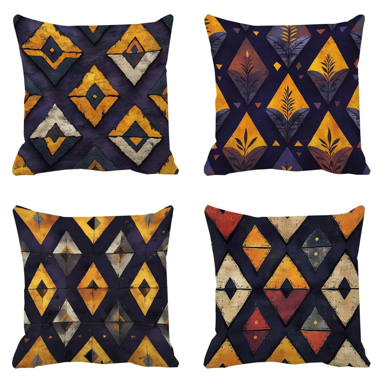 Juego de 4 Fundas Cojines Azul Geometría (6) 60 x 60 cm Fundas Cojines, Decoración Moderna Cojin Exterior, para Sofá salón Coche Cama Sillas Decoración, Cuadrado Terciopelo Sofá Cojín Exterior m-388