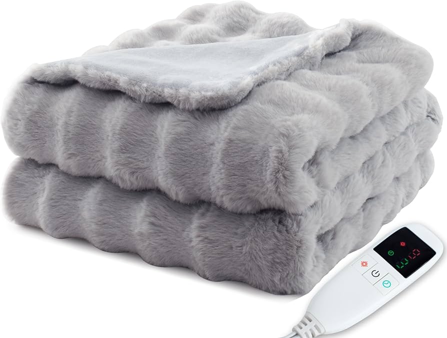 Amazon | 電気毛布 【表兎毛調×裏フランネル】 掛け敷き兼用 大判 190