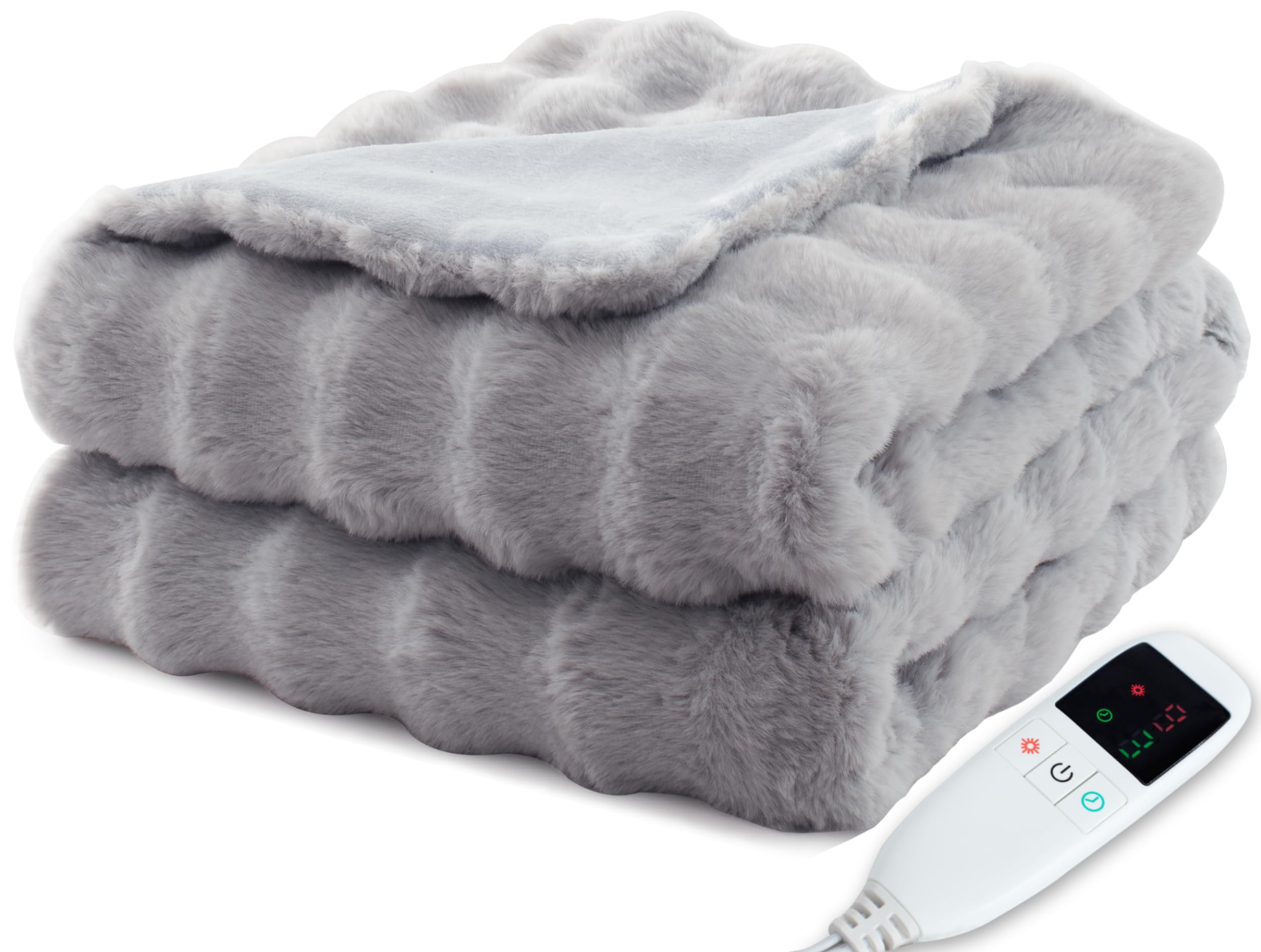 Amazon | 電気毛布 【表兎毛調×裏フランネル】 掛け敷き兼用 大判 190