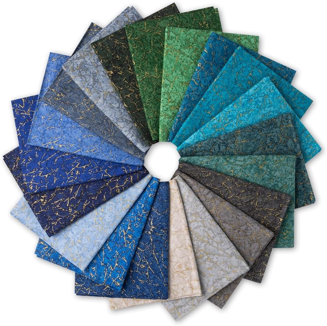 Blender Collection Precut 20 pcs 18"x22" 100% Cotton Quilting Fabric Bundle Fat Quarter (Quartz Metallic Tonals Cool)