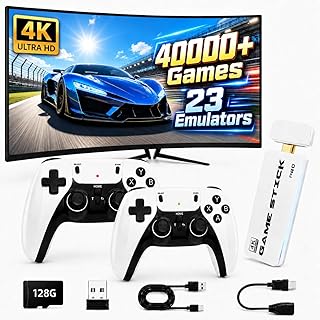 2026 Upgraded Retro Gaming Console, 4K HDMI Plug and Play TV Gaming System with 40000+ Built-in Video Games, 128GB TF Car...