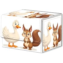 Duck and Squirrel Deck Box for MTG Commander | Holds 100+ Double-Sleeved Cards | Strong Magnetic TCG Card Case for Collectible Games