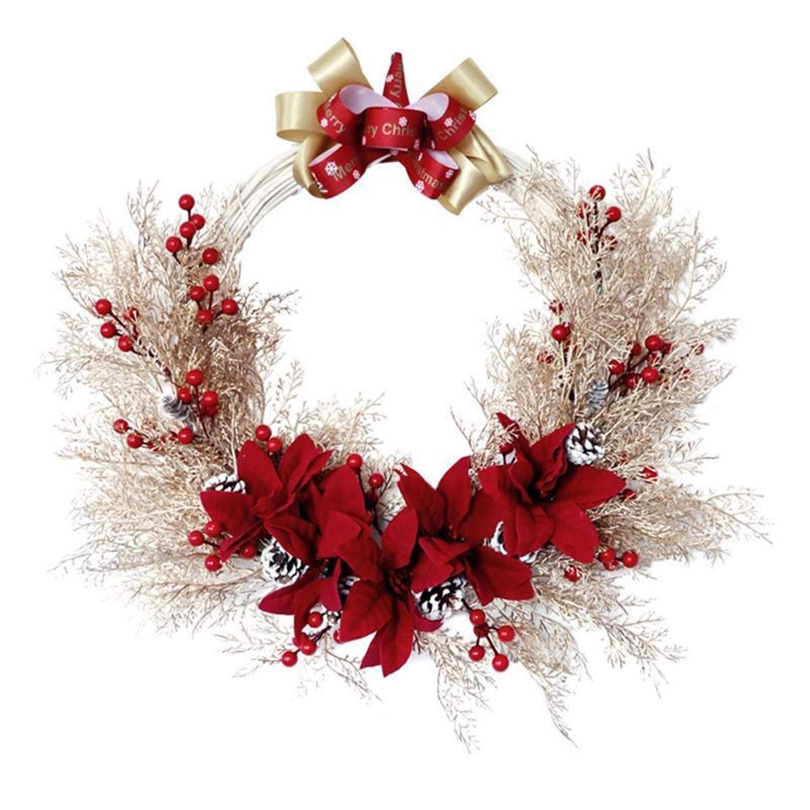 Guirlande de Noël rouge et neige pour illuminer votre décoration de porte festive cet hiver