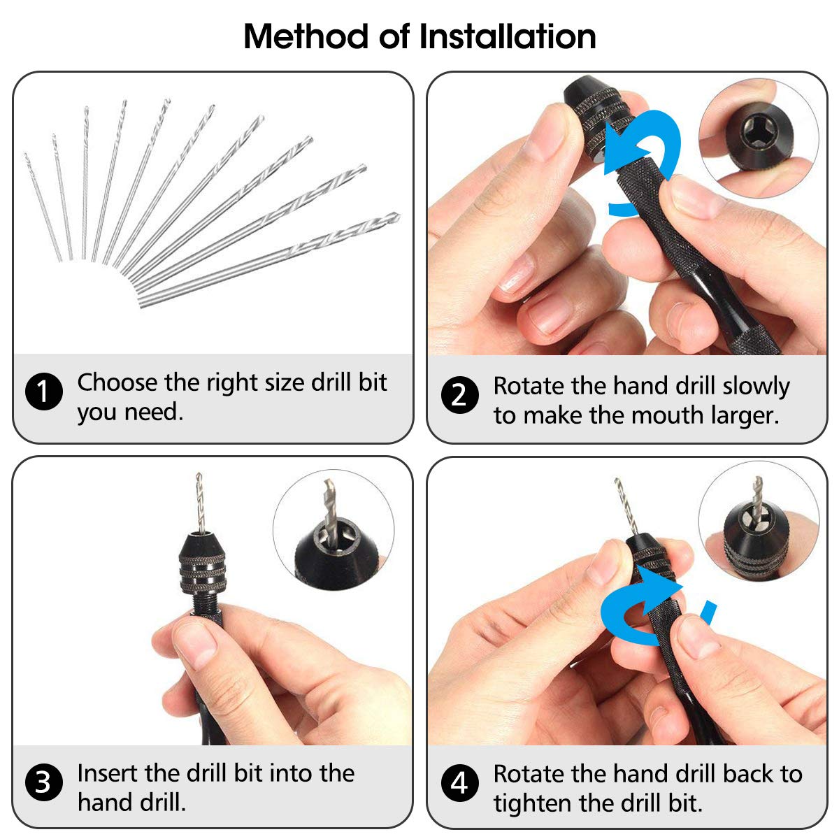 Mini Trapano a Mano 26Pcs Set Twist Drill Punte Elicoidali Precision 0.5-3.0mm