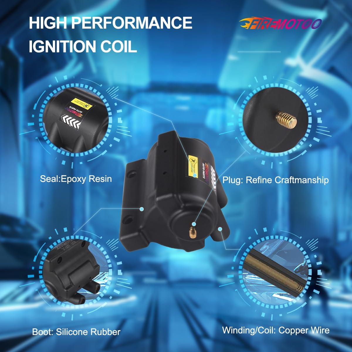 1PC Ignition Coil 31609-65 31609-65A Compatible with 1000 Sportster Custom Sport Cafe Racer Tour Glide Ultra Classic 1200 Low Rider FXS Convertible Super Glide XLH 883 Hugger FXSTSB