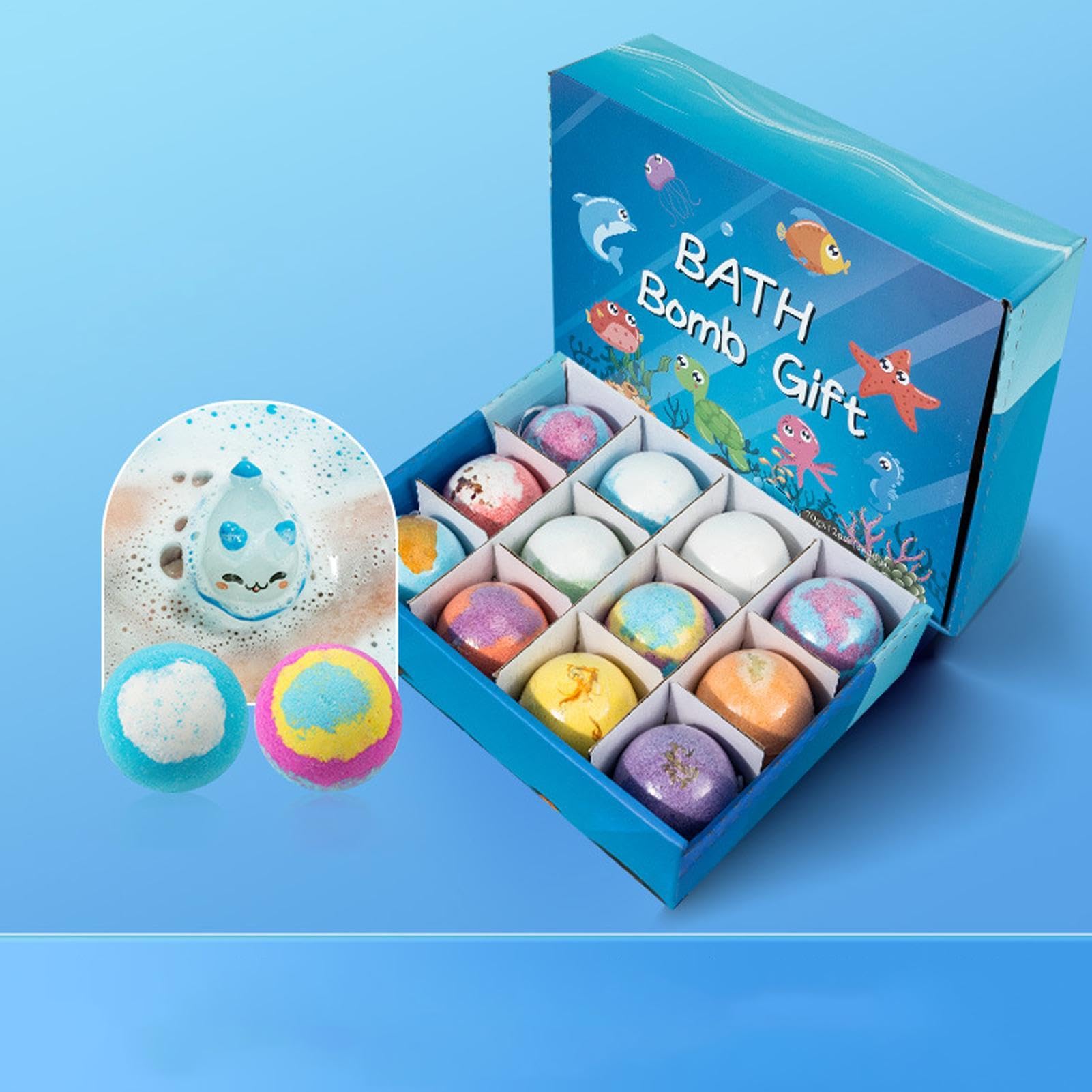 12pcs Pelota De Baño para Niños - Bombas De Baño Infantiles con Juguetes Interior, Bolas De Sal De Gaseosas, Land & Sea Toys Bola Orgánica Natural Hecha A Mano para Niños Niñas Regalo — view 4