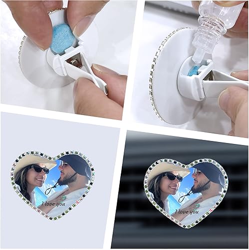 Miniatura 5 de SkyVcian Clips de ventilación personalizados para ambientador de automóvil, foto personalizada con diamantes de imitación para el interior del