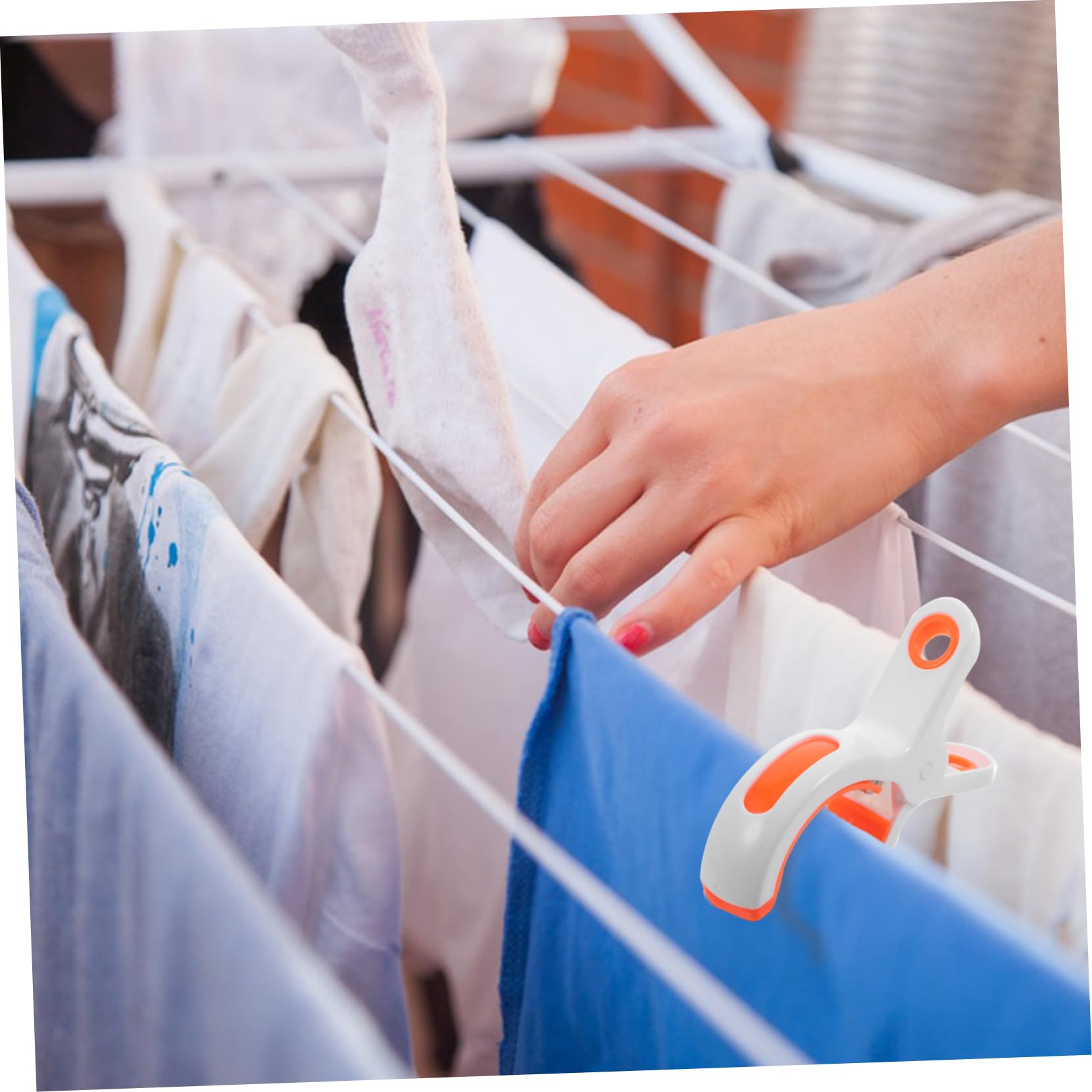 LABRIMP Pinzas para Ropa Resistentes al Viento de Plástico Abs para Toallas de Playa y Sillas de Jardín, Paquete de 12 Unidades de Color Blanco Portátiles para Exteriores