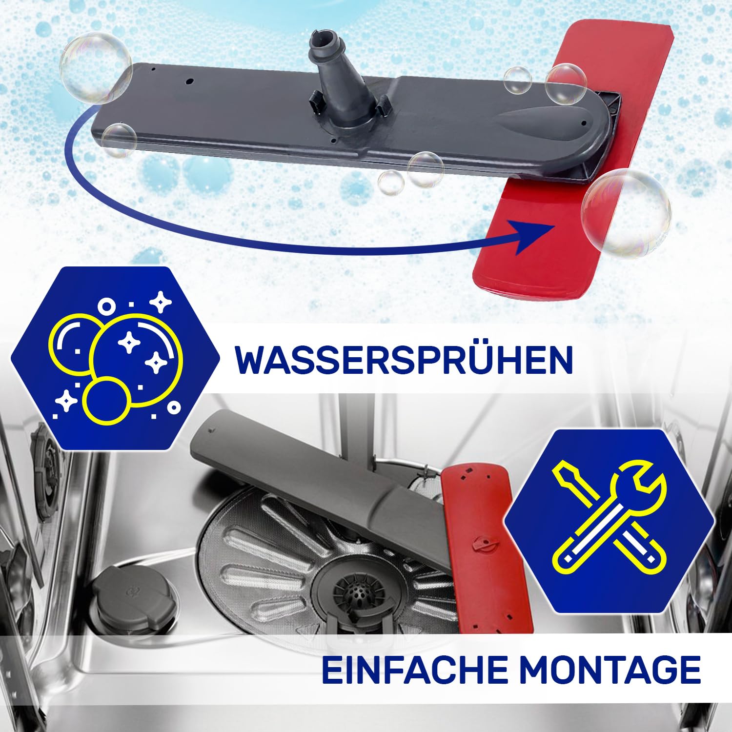 Unterer Sprüharm für Geschirrspüler 400 mm mit dem Originalcode 111922637/9 1119226379 für AEG für Electrolux - Komplett mit Microfasertuch – Garantie 10 Jahre - MONTERAL