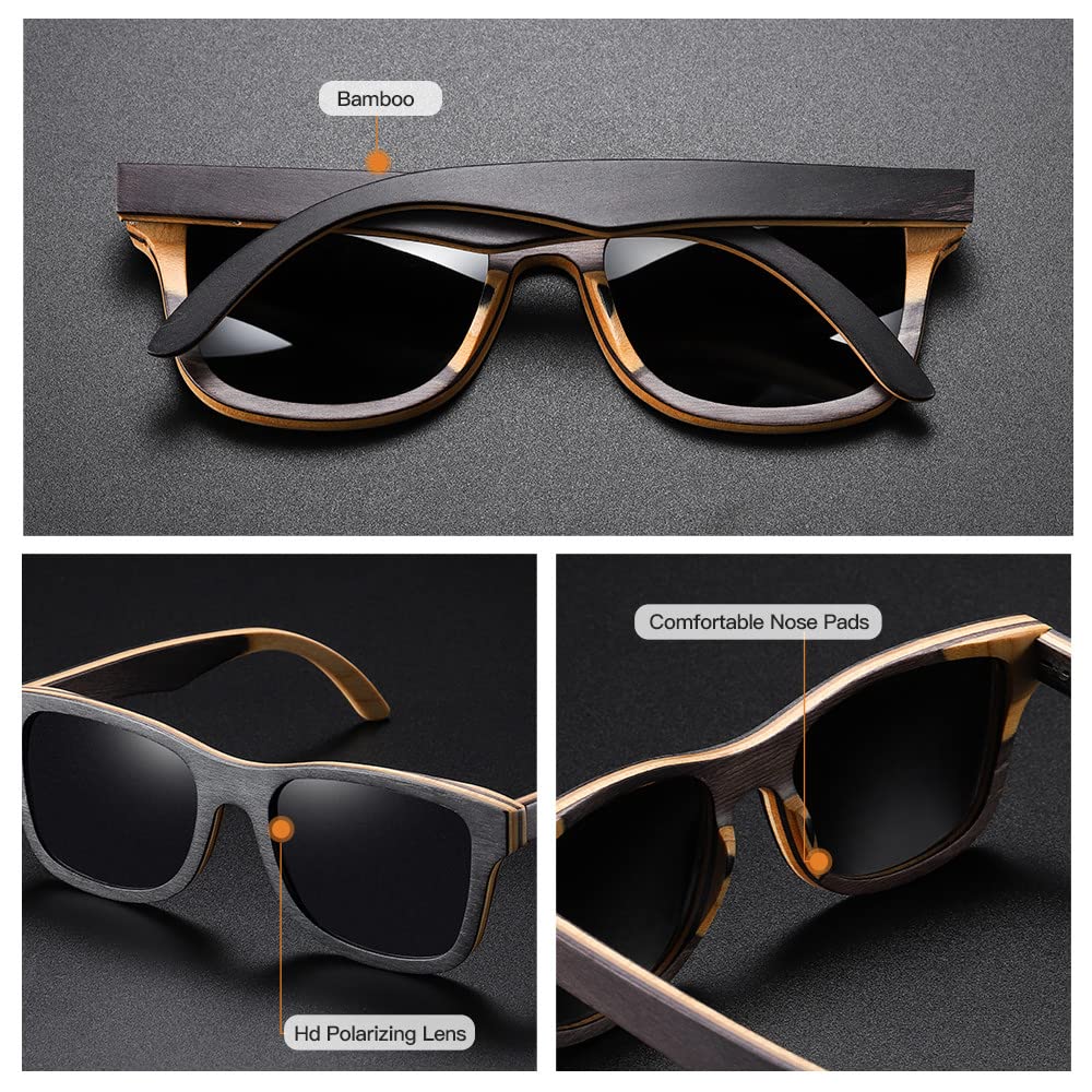 Natürliche Holz-Sonnenbrille für Herren, polarisierte Sonnenbrille, Vollrahmen, Holzschattierungen, Brille, handgefertigt für