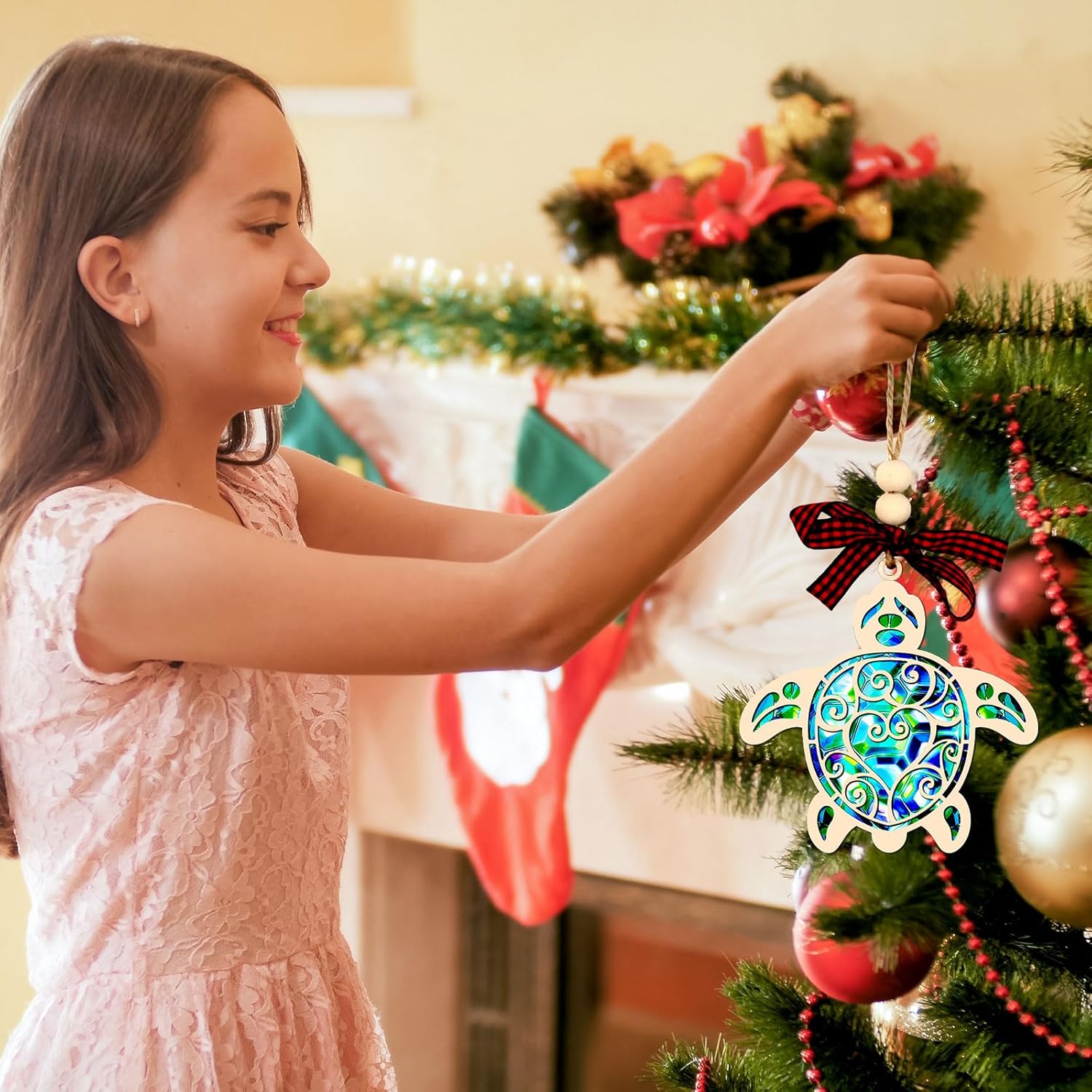 Sea Turtle Suncatcher Ornament with Story Card Sea Turtle Gifts for Women Beach Themed Gifts for Friendship Beach Ornaments for Christmas Tree Coastal Christmas Decor (1, Cute) - Image 2