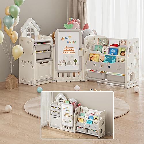 Miniatura 9 de Organizador plegable de almacenamiento de juguetes para niños con 10 contenedores extraíbles y estantería de 3 niveles, organizador de juguetes