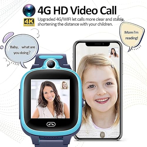 Miniatura 4 de Reloj inteligente con GPS 4G para niños y niñas de 3 a 15 años | Seguimiento global en tiempo real de video y llamadas telefónicas SOS Alarma