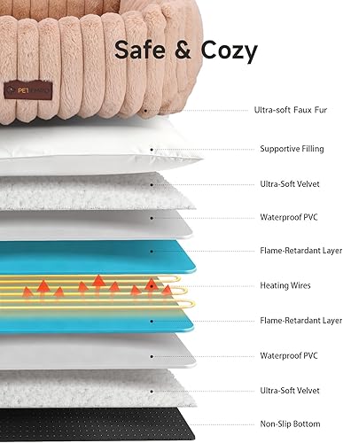 Miniatura 3 de Cama Calefactada para Gatos para Interiores, Cama para Mascotas con 6 Ajustes de Temperatura y 5 Ajustes de Temporizador, Sofá Esponjoso para Gatos