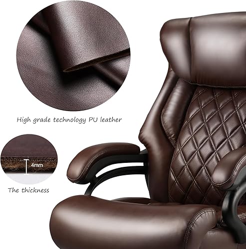 Miniatura 6 de WILLMITA Silla de oficina grande y alta de 500 libras con soporte lumbar de aire, silla de oficina ejecutiva con asiento de resorte ancho, silla de