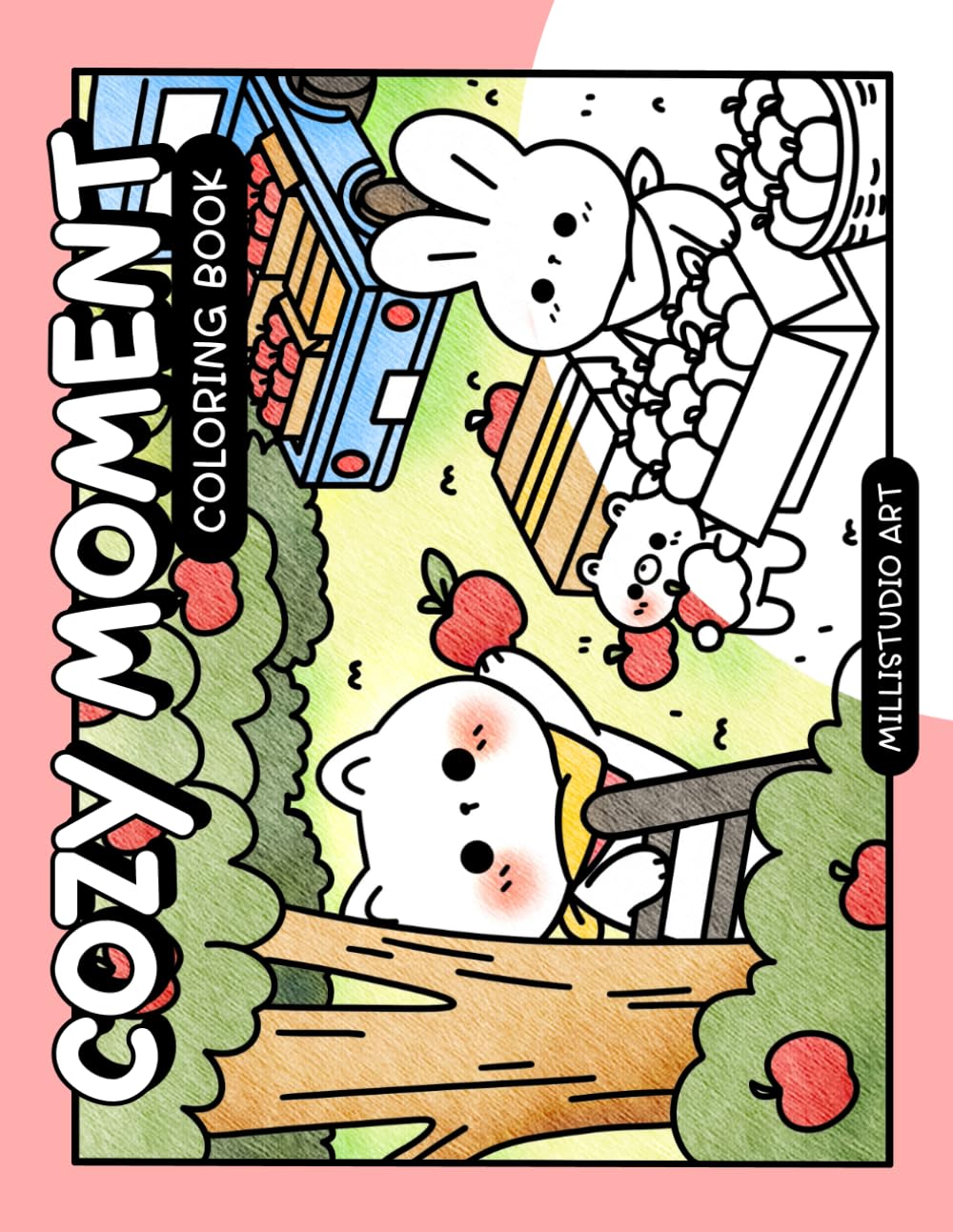 Kawaii Cozy Moment Coloring Book: Kawaii Relaxing Cute Coloring for Adults and Teens, Easy and Bold Simple Coloring Featuring Adorable Cat, Autumn & Summer Coloring book